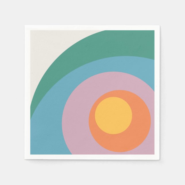 Multicolored retro style circles  napkin (Front)