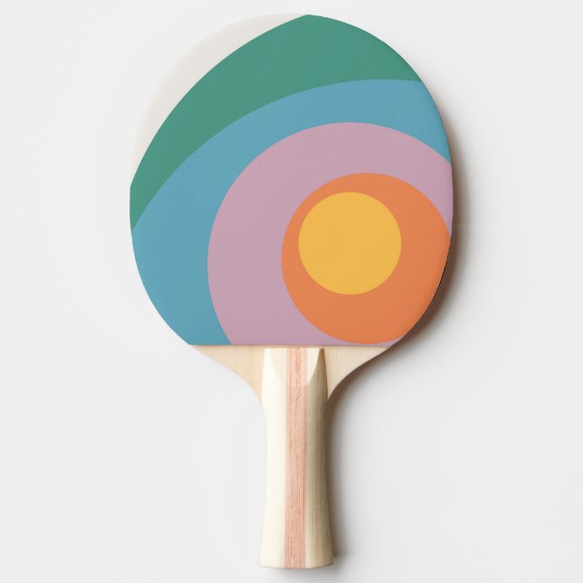 Multicolored retro style circles  ping pong paddle (Front)