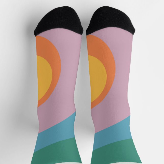 Multicolored retro style circles socks (Top)