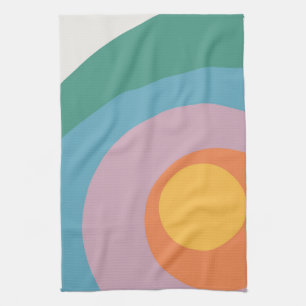 Multicolored retro style circles tea towel