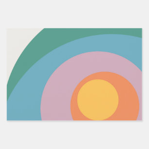 Multicolored retro style circles wrapping paper sheet