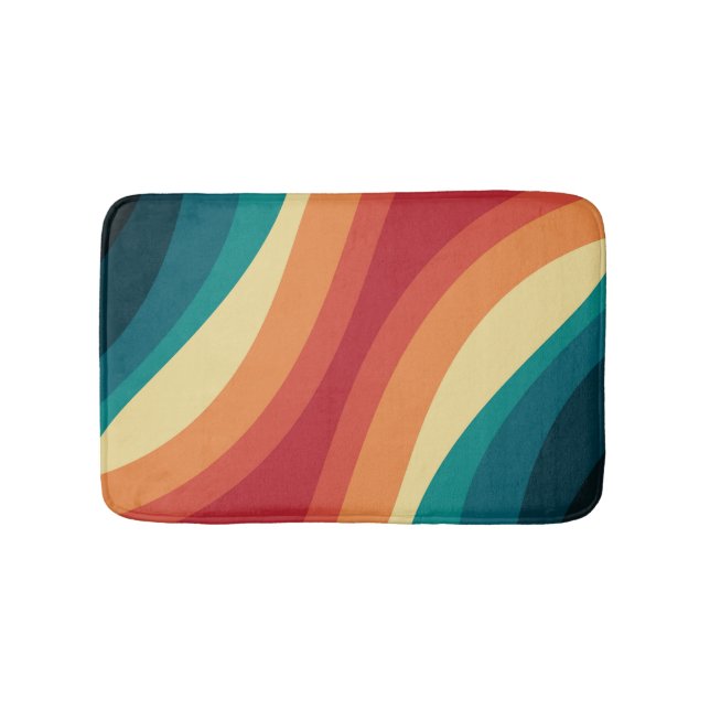 Multicolored retro style waves design bath mat (Front)