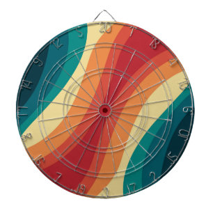 Multicolored retro style waves design dartboard