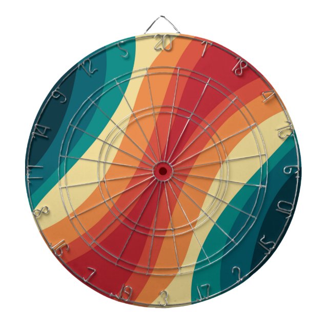 Multicolored retro style waves design dartboard (Front)