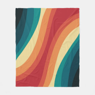 Multicolored retro style waves design fleece blanket