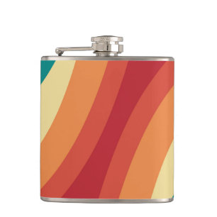 Multicolored retro style waves design hip flask