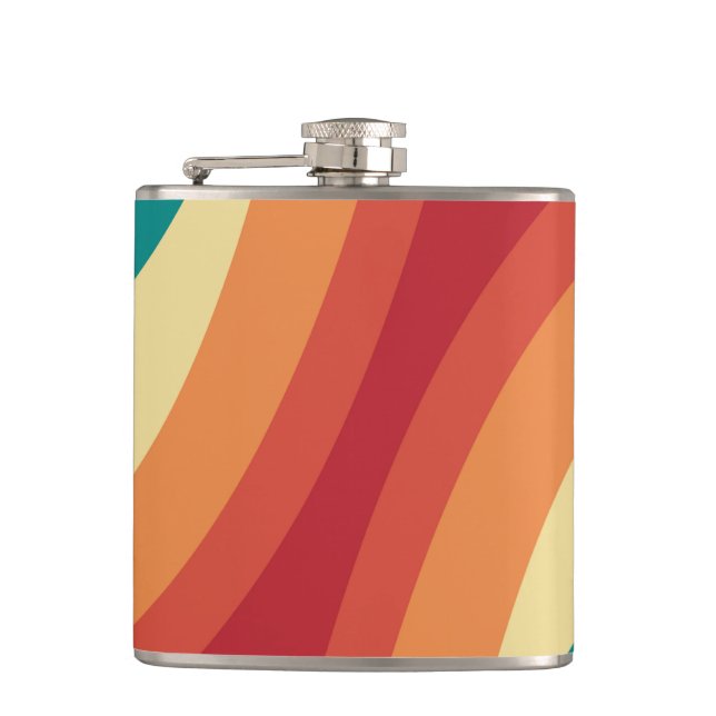 Multicolored retro style waves design hip flask (Front)