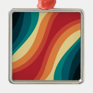 Multicolored retro style waves design metal tree decoration