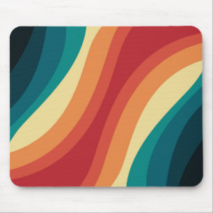 Multicolored retro style waves design mouse mat