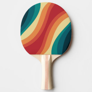 Multicolored retro style waves design ping pong paddle