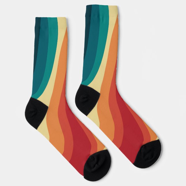Multicolored retro style waves design socks (Right)