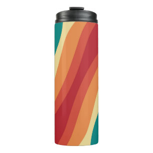 Multicolored retro style waves design thermal tumbler