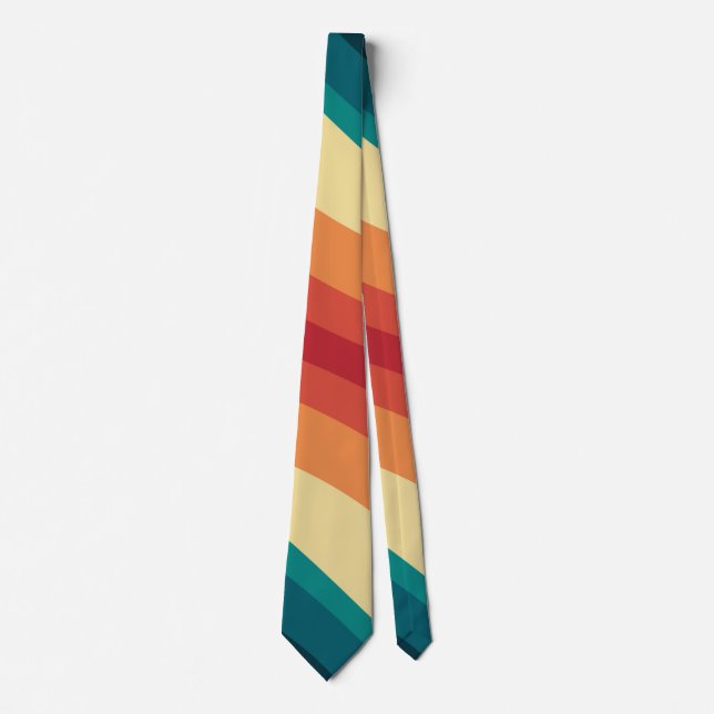 Multicolored retro style waves design tie (Front)