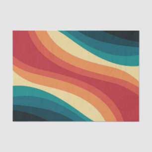 Multicolored retro style waves design tissue paper