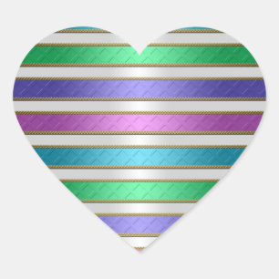 Multicolored Ribbons Stripes in Pink Blue Purple Heart Sticker