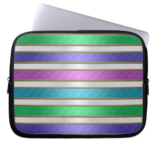 Multicolored Ribbons Stripes in Pink Blue Purple Laptop Sleeve
