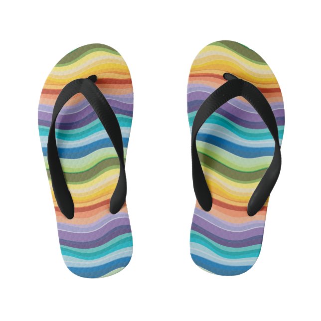 Multicolored Ripples Pattern 2 Kid's Flip Flops (Footbed)