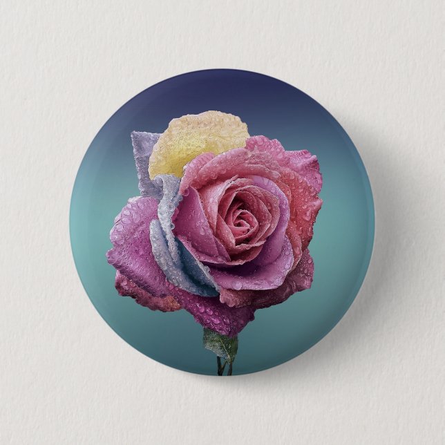 Multicolored Rose 6 Cm Round Badge (Front)