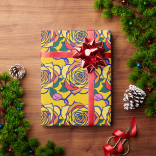 Multicolored Roses In A Pop Art Style Wrapping Paper