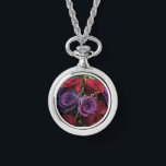 Multicolored Rose's Watch  Necklace<br><div class="desc">A ladies multicolored roses watch necklace</div>