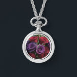 Multicolored Rose's Watch  Necklace<br><div class="desc">A ladies multicolored roses watch necklace</div>