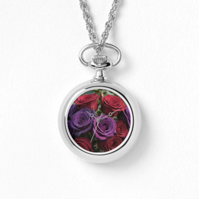 Multicolored Rose's Watch  Necklace (Front)