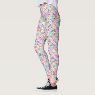 Multicolored rustic flower pattern on white leggings