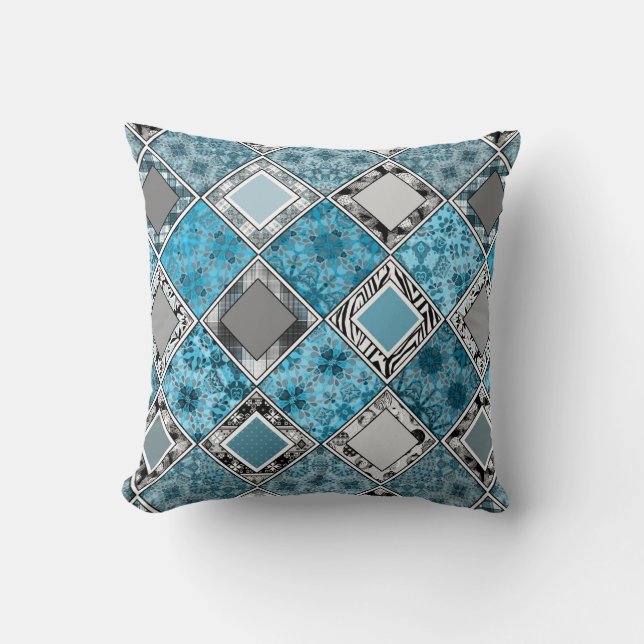 Multicolored , rustic , patchwork , patches cushion (Front)