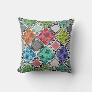Multicolored , rustic , patchwork , patches cushion
