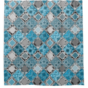 Multicolored , rustic , patchwork , patches   show shower curtain