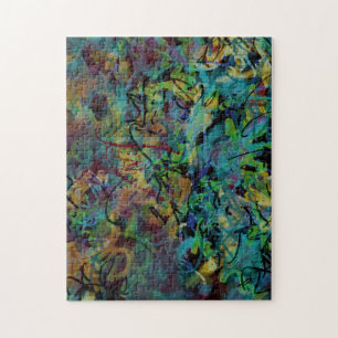 Multicolored Scribbled Abstract Art Jigsaw Puzzle