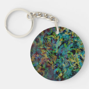 Multicolored Scribbled Abstract Art Key Ring