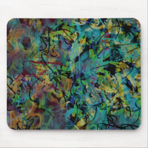 Multicolored Scribbled Abstract Art Mouse Mat