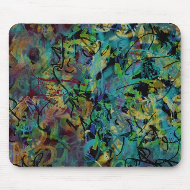Multicolored Scribbled Abstract Art Mouse Mat (Front)