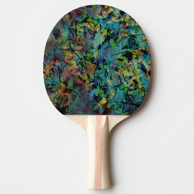 Multicolored Scribbled Abstract Art Ping Pong Paddle (Front)