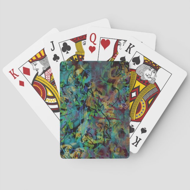 Multicolored Scribbled Abstract Art Playing Cards (Back)