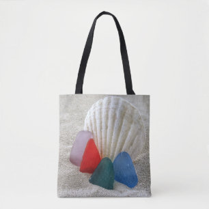 Multicolored sea glass tote bag