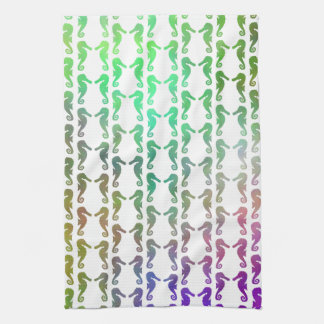 Multicolored Seahorse Pattern Tea Towel