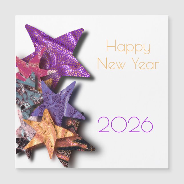 Multicolored shining stars - new year 2026 magnet  (Front)