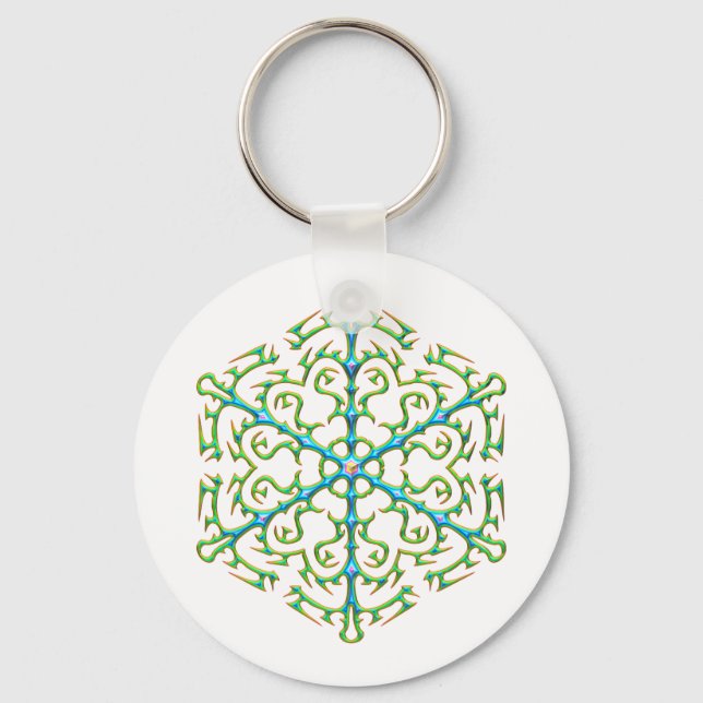 Multicolored Snowflake 1 Key Ring (Front)