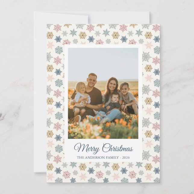 Multicolored snowflake pattern – winter christmas holiday card (Front)