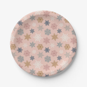 Multicolored snowflake pattern – winter christmas paper plate