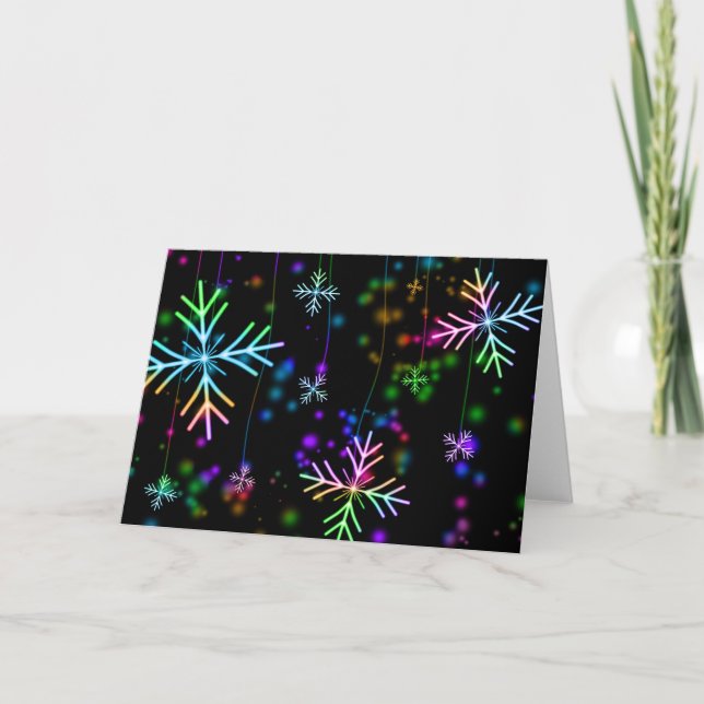 multicolored snowflakes christmas holiday design card (Front)