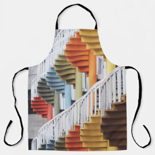 Multicolored spiral staircases apron