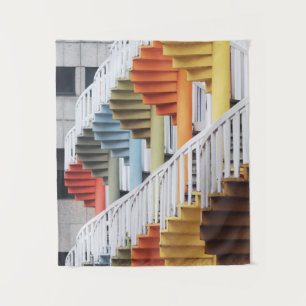 Multicolored spiral staircases tapestry