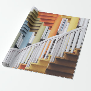 Multicolored spiral staircases wrapping paper