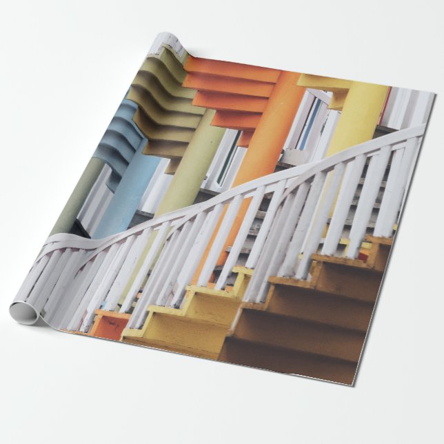 Multicolored spiral staircases wrapping paper (Unrolled)