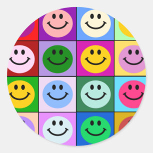 Multicolored Squares Classic Round Sticker