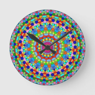 Multicolored Stained Glass Kaleidoscope Clock