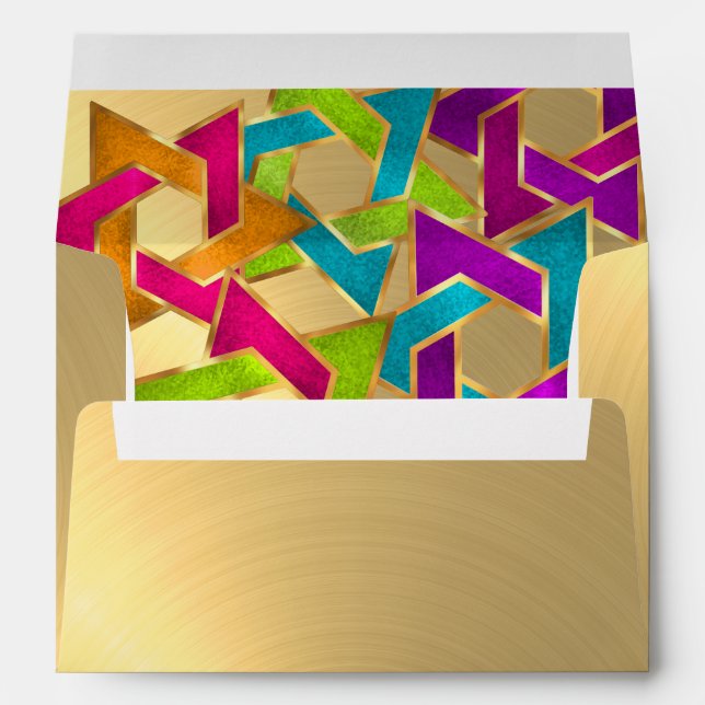 Multicolored Star of David Gold Envelopes (Back (Bottom))